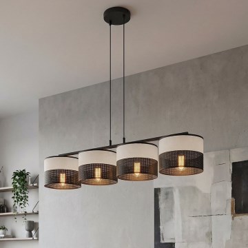 Takpendel på vajer KARBON 4xE27/15W/230V svart/grå