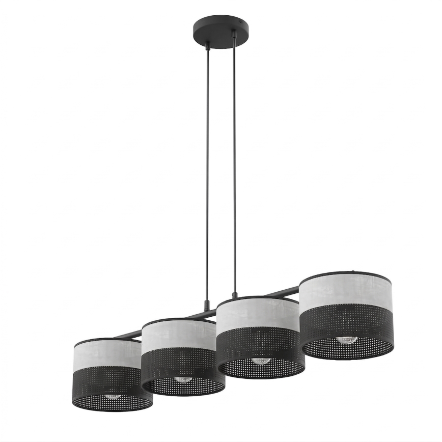 Takpendel på vajer KARBON 4xE27/15W/230V svart/grå