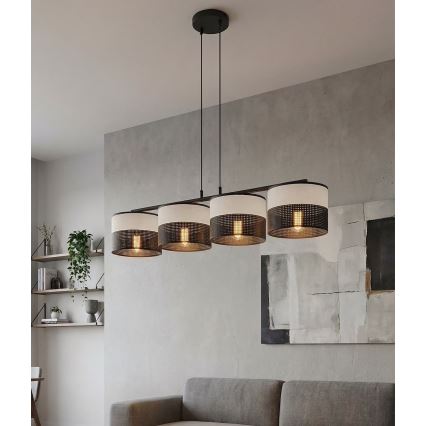 Takpendel på vajer KARBON 4xE27/15W/230V svart/grå