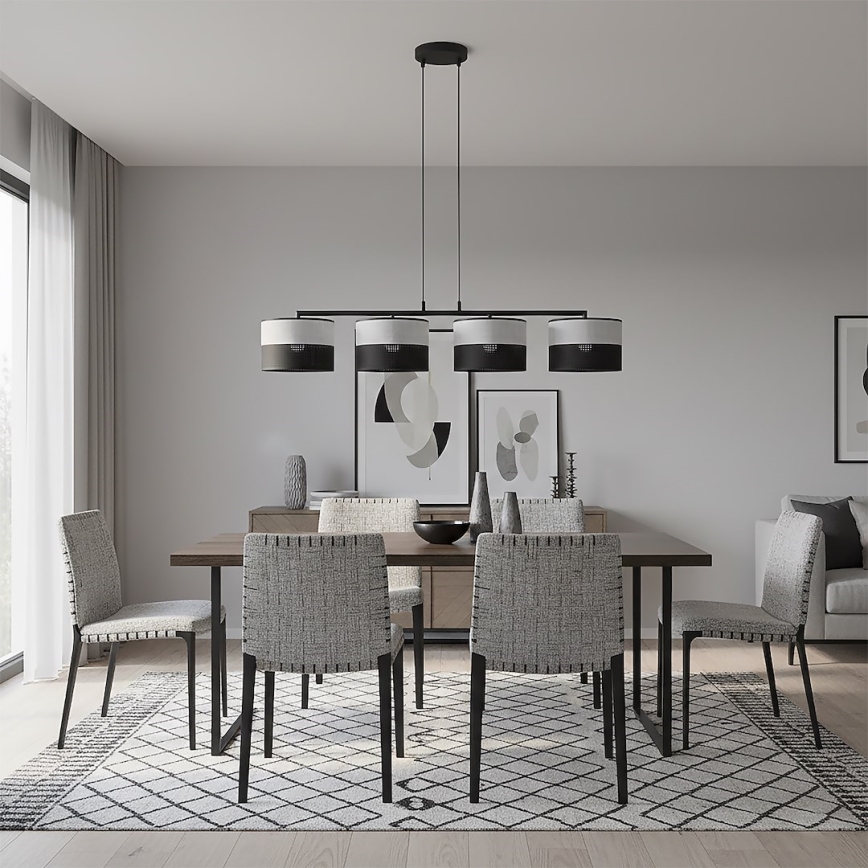 Takpendel på vajer KARBON 4xE27/15W/230V svart/grå