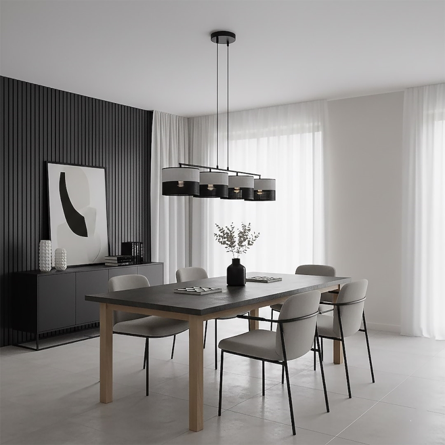 Takpendel på vajer KARBON 4xE27/15W/230V svart/grå