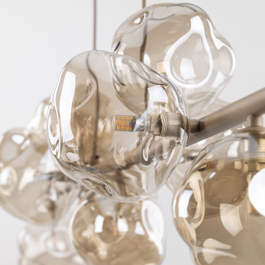 Takpendel på vajer LAVA 9xG9/8W/230V beige/rökfärgad