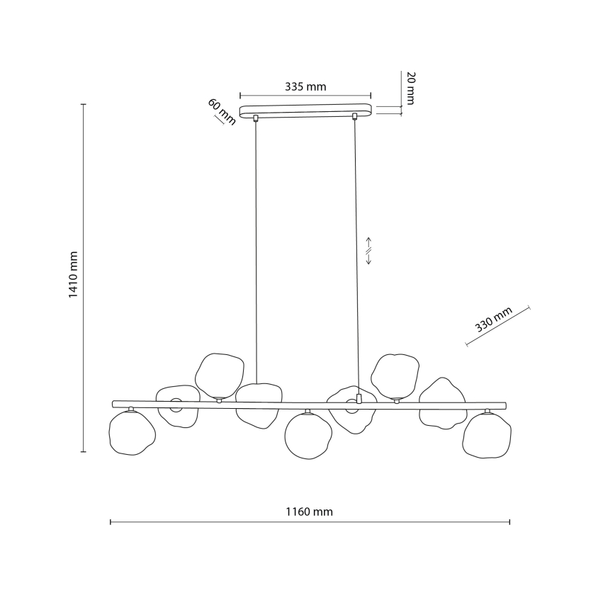 Takpendel på vajer LAVA 9xG9/8W/230V beige/rökfärgad