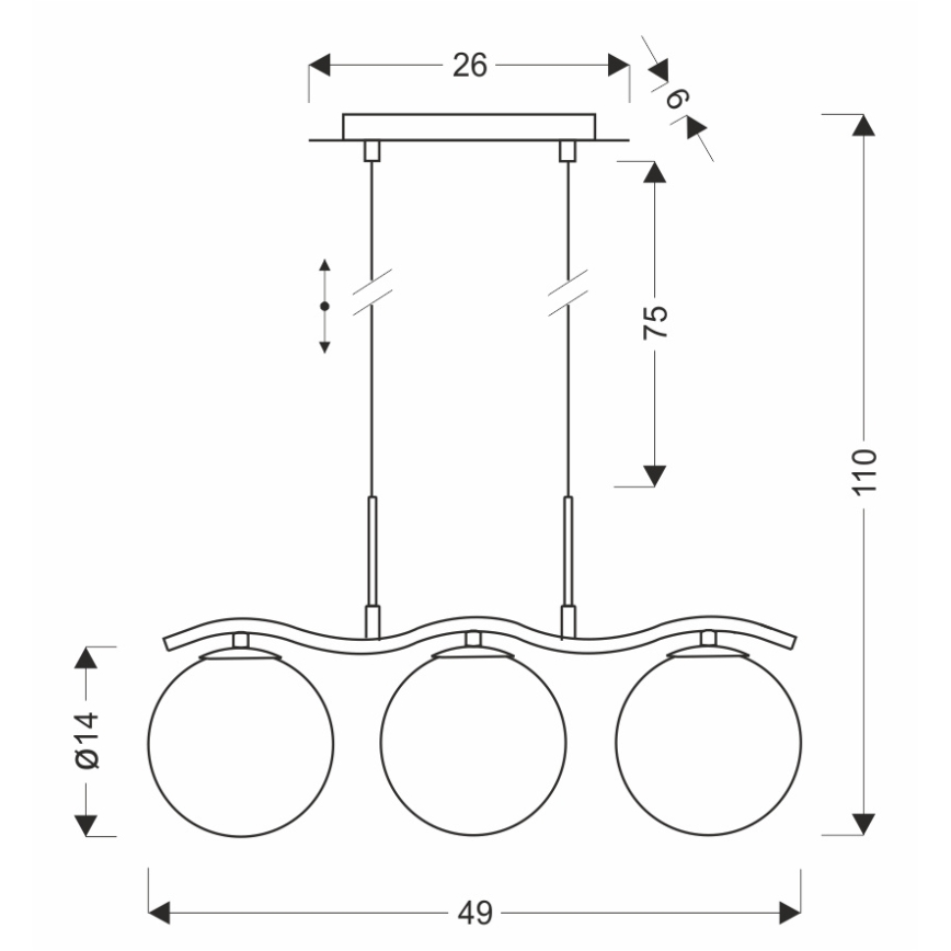 Takpendel på vajer LUMOS 3xG9/20W/230V rökigt svart