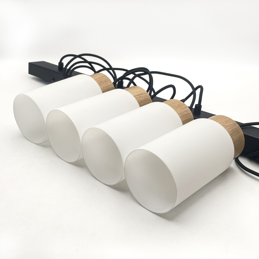 Takpendel på vajer MARKUS 4xE27/15W/230V svart/ek