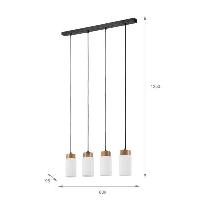 Takpendel på vajer MARKUS 4xE27/15W/230V svart/ek