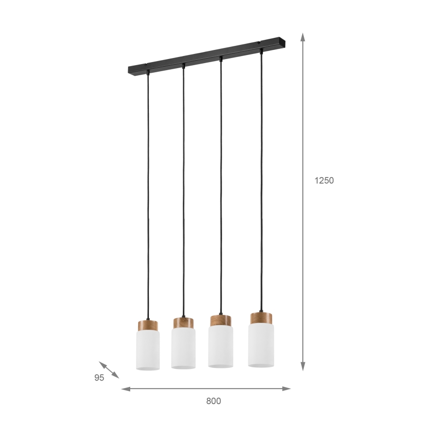 Takpendel på vajer MARKUS 4xE27/15W/230V svart/ek