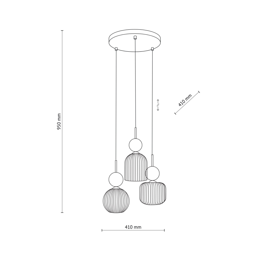 Takpendel på vajer SOPHIA 3xE14/10W/230V svart/grön/rökbeige
