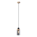 Takpendel på vajer WOODNEST 1xE27/15W/230V furu/rökig svart