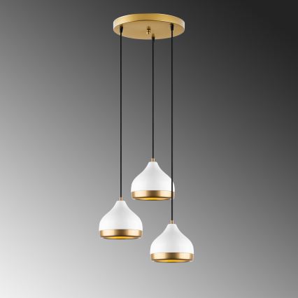 Takpendel på vajer YILDO 3xE27/40W/230V vit/guld