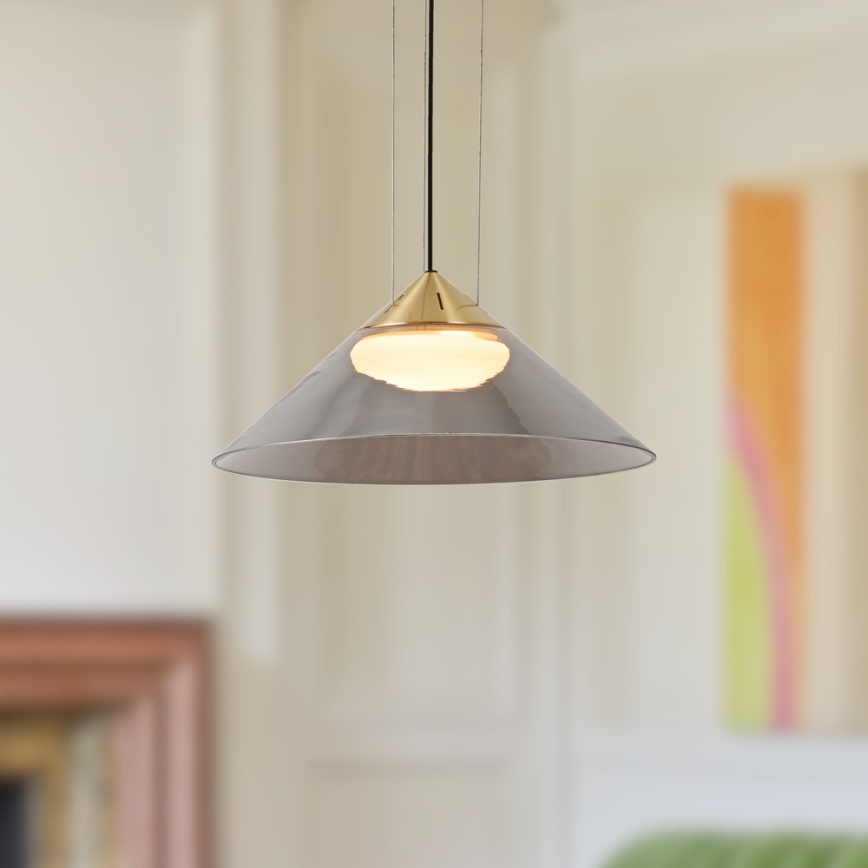 Takpendel PRESTO med kabel 1xGX53/10W/230V, diameter 34 cm, guld/rökgrå