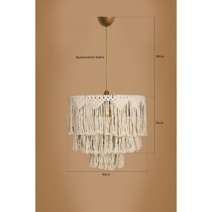 Takpendel RIMINI 1xE27/40W/230V, krämfärgad