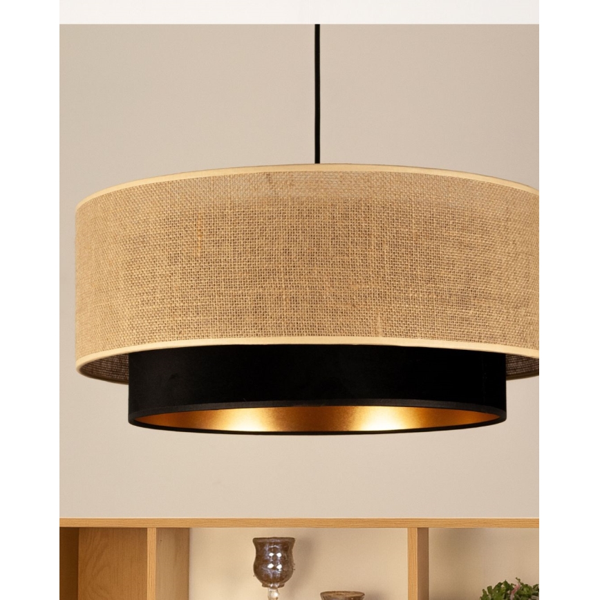 Takpendel SARTA 1xE27/60W/230V Ø 45 cm svart/jute