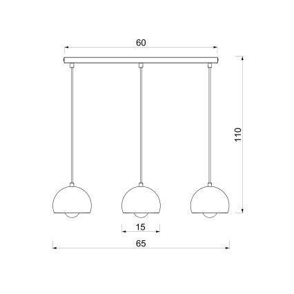 Takpendel SOOL på sladd 3xE27/15W/230V beige