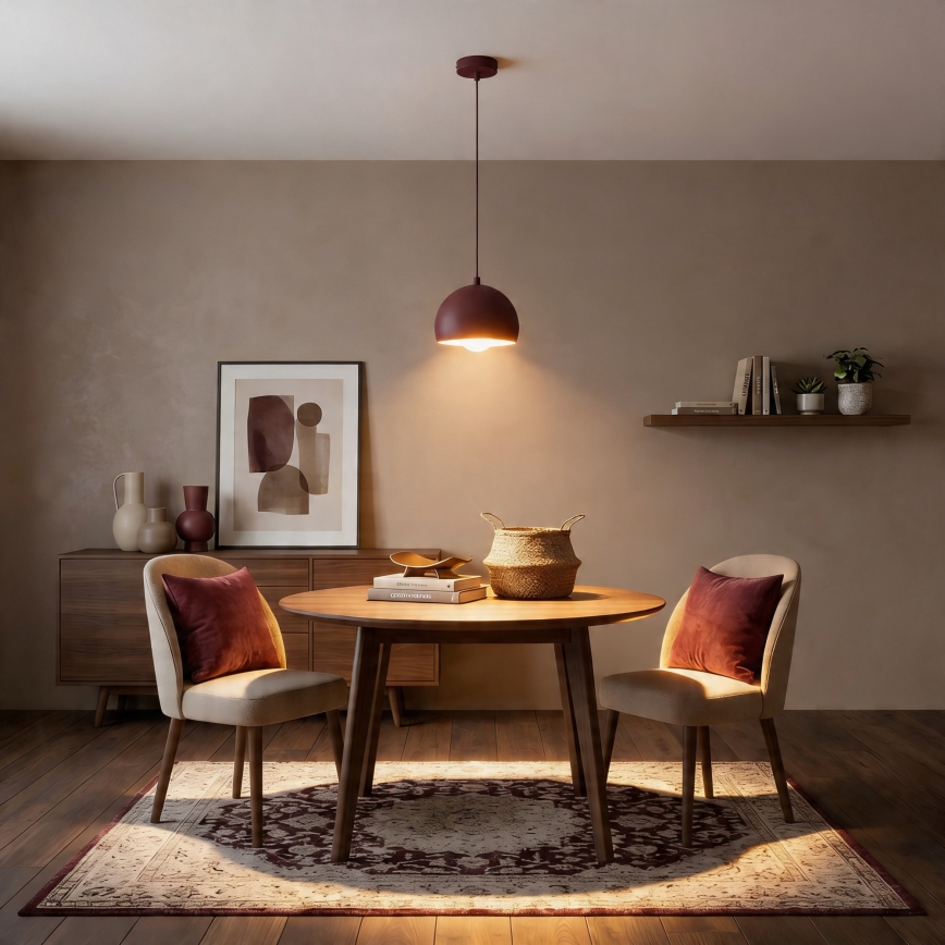 Takpendel SOOL på vajer 1xE27/15W/230V Ø 15 cm bordeaux