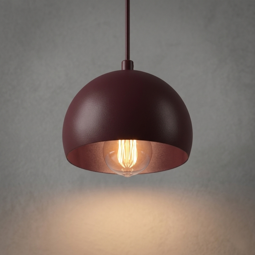 Takpendel SOOL på vajer 1xE27/15W/230V Ø 15 cm bordeaux
