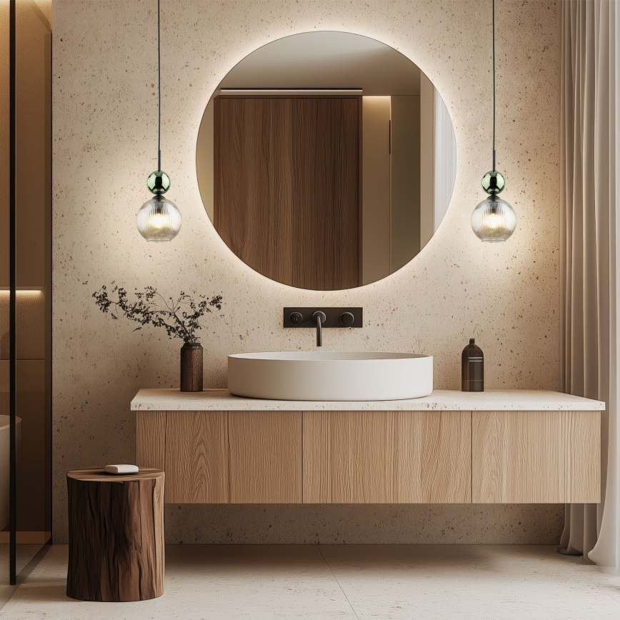 Takpendel SOPHIA med sladd 1xE14/10W/230V svart/grön/rökbeige