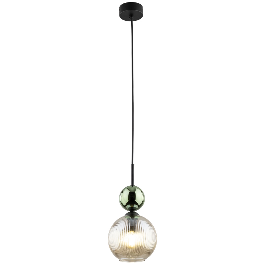 Takpendel SOPHIA med sladd 1xE14/10W/230V svart/grön/rökbeige