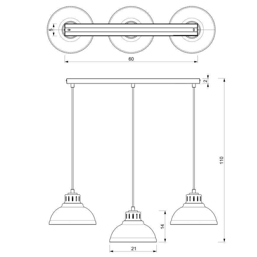 Takpendel SVEN på sladd 3xE27/15W/230V, krämfärgad