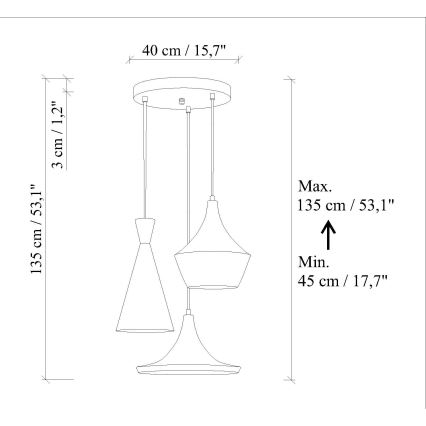 Takpendel TOM 3xE27/40W/230V orange
