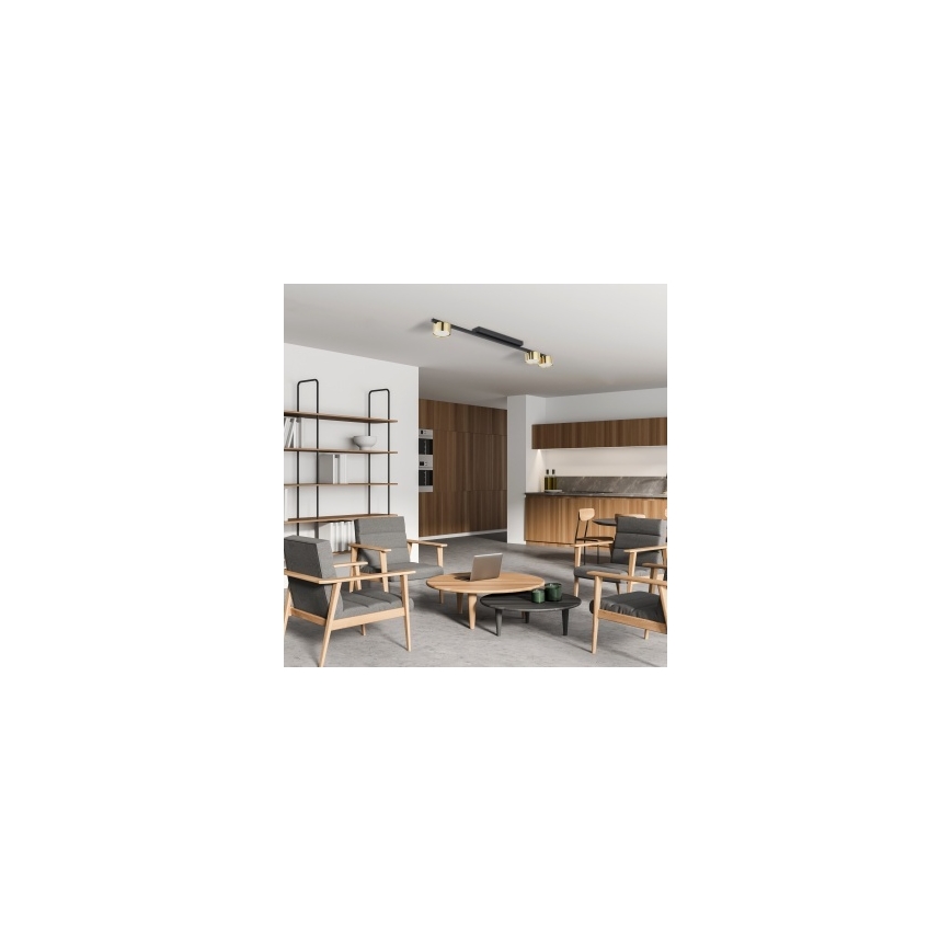 Takspot LOGAN 3xGU10/10W/230V svart/guld