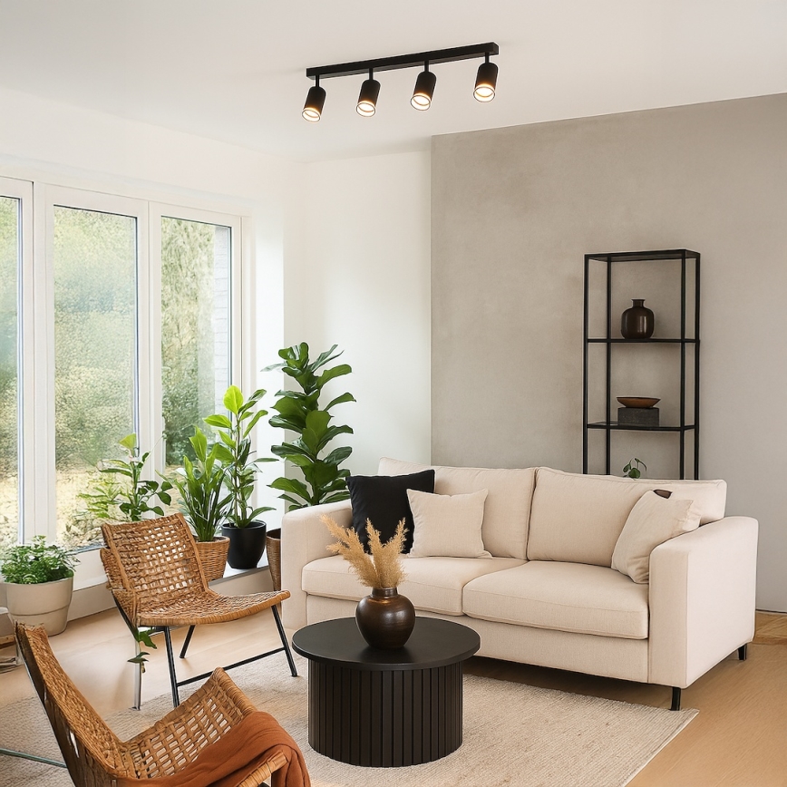 Takspot PIPE 4xGU10/10W/230V svart