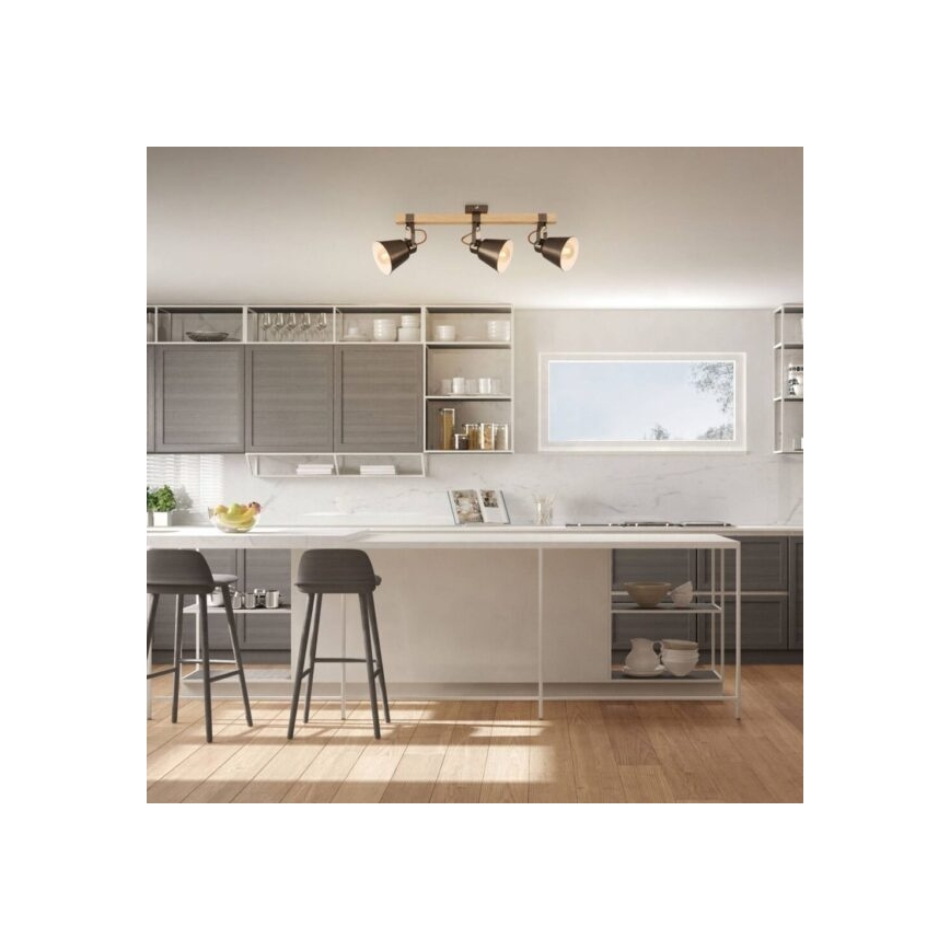 Takspot RETRO 3xE27/40W/230V brun