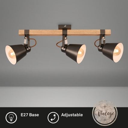 Takspot RETRO 3xE27/40W/230V brun