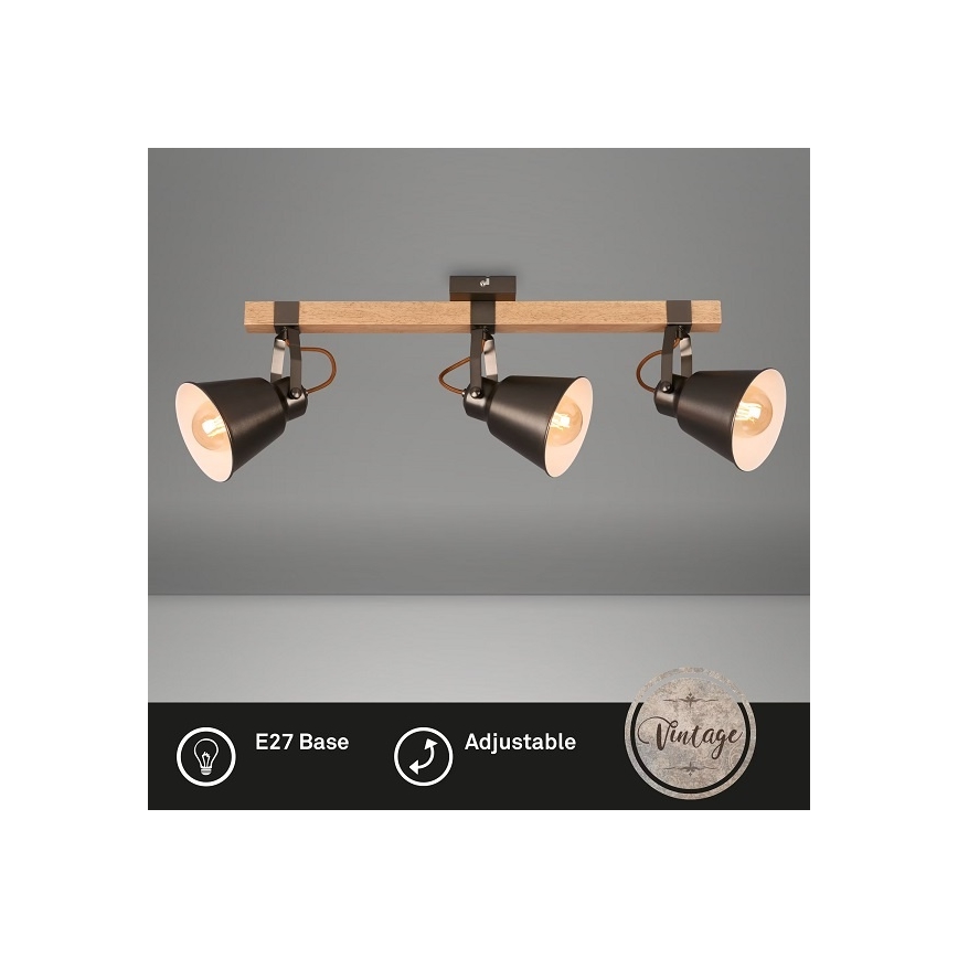 Takspot RETRO 3xE27/40W/230V brun