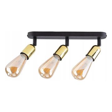 Takspot TOP 3xE27/15W/230V svart/guld