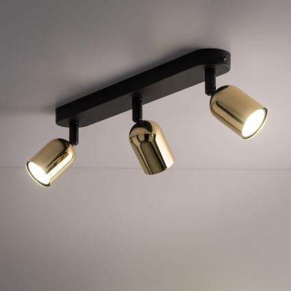 Takspot TOP 3xGU10/10W/230V svart/guld