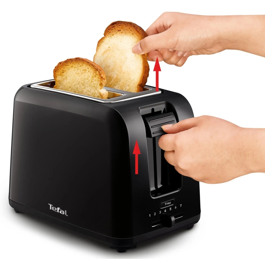 Tefal - Brödrost för två skivor VITA 800W/230V svart