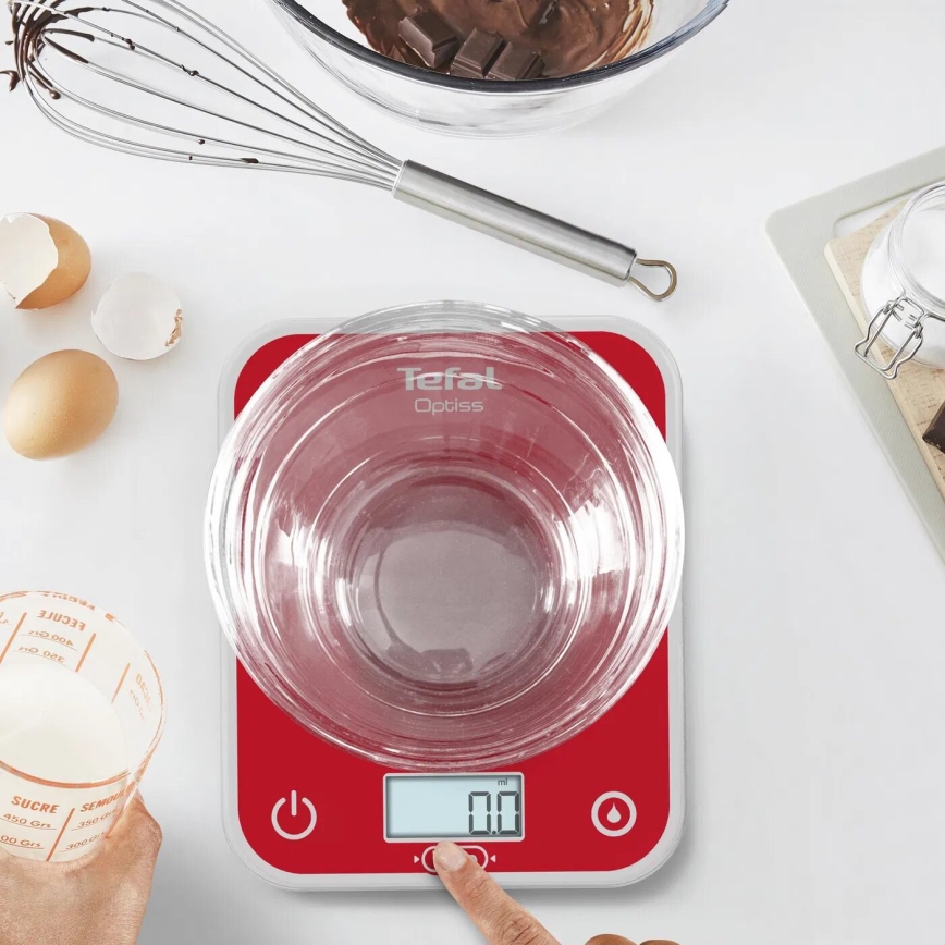 Tefal - Köksvåg OPTISS 2xAAA röd