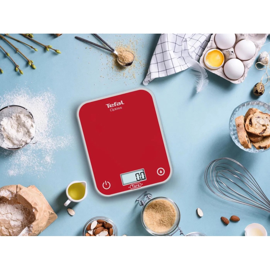 Tefal - Köksvåg OPTISS 2xAAA röd