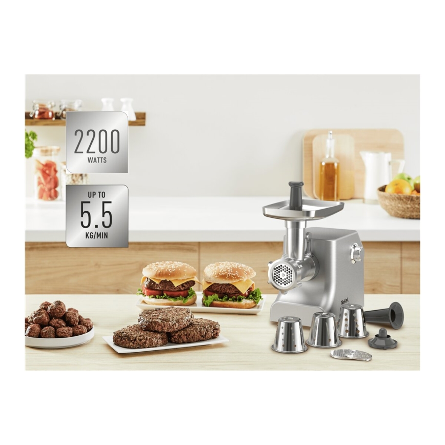 Tefal - köttkvarn 8i1 2200W/230V silver