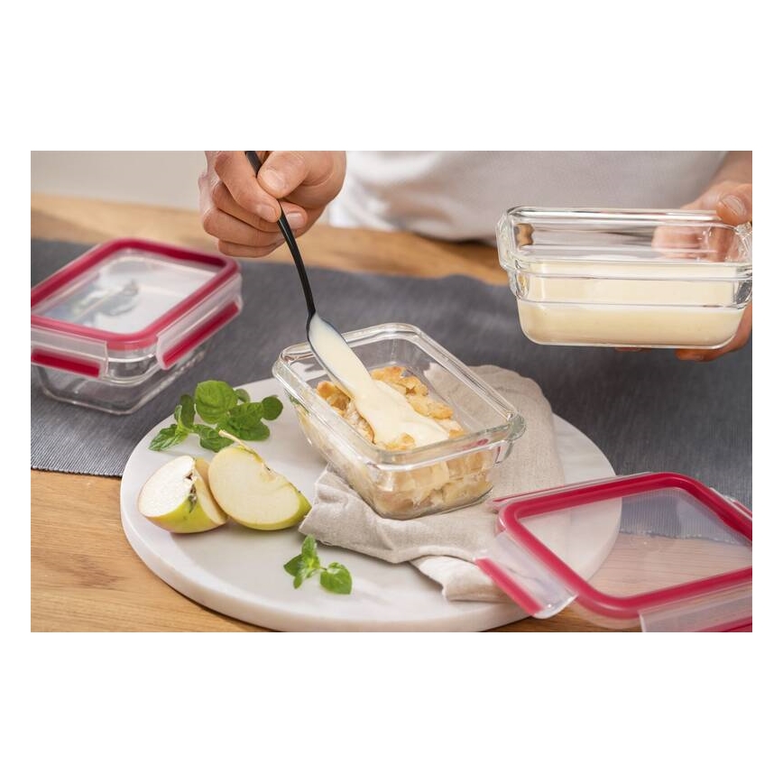 Tefal - Matförvaringsburk 1,1 l MSEAL GLASS röd/glas