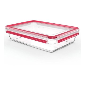 Tefal - Matförvaringsburk 3 l MSEAL GLASS röd/glas