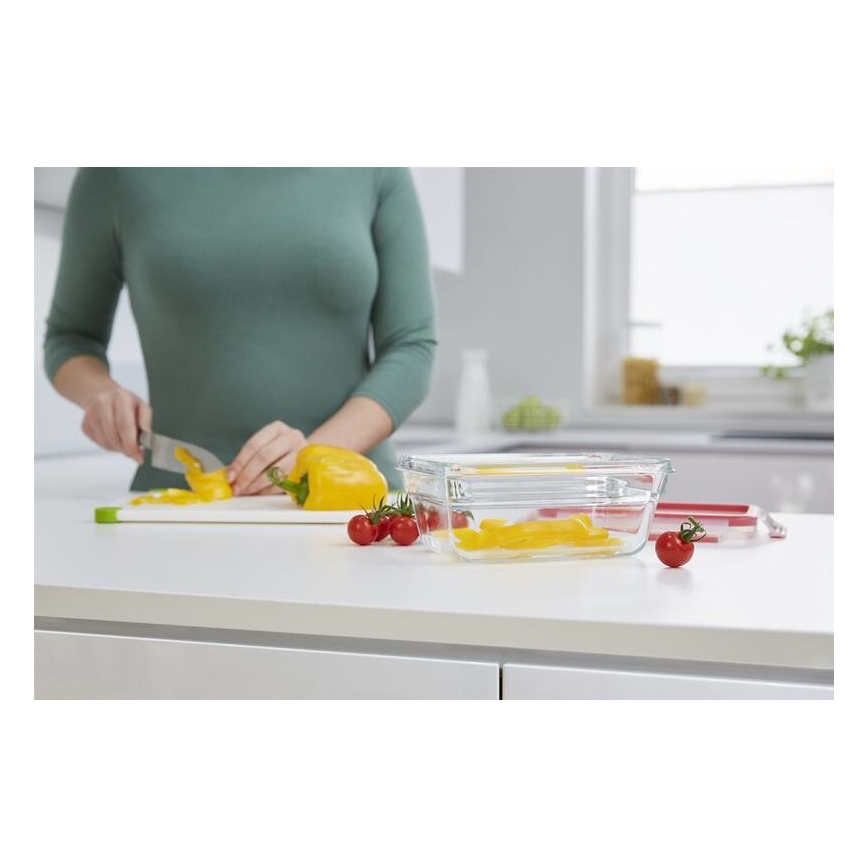 Tefal - Matlåda 0,85 l MSEAL GLASS röd/glas