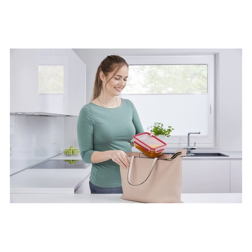 Tefal - Matlåda 0,85 l MSEAL GLASS röd/glas