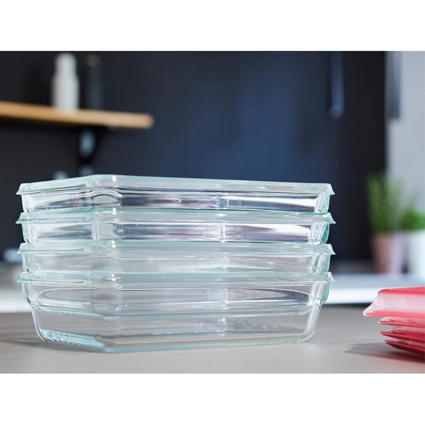 Tefal - MSEAL GLASS matförvaringsburk 1,3 l, röd/glas