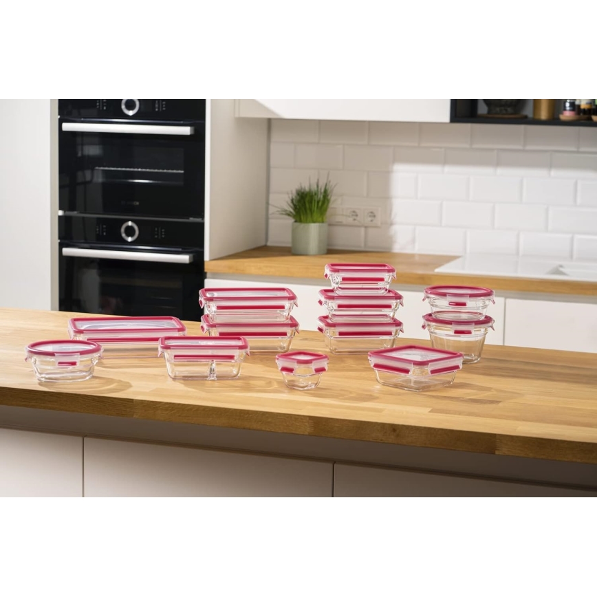 Tefal - MSEAL GLASS matförvaringsburk 1,3 l, röd/glas