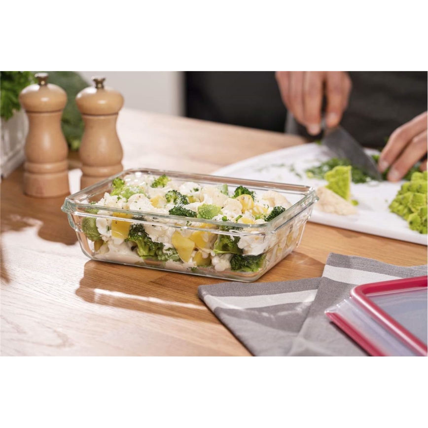 Tefal - MSEAL GLASS matförvaringsburk 1,3 l, röd/glas