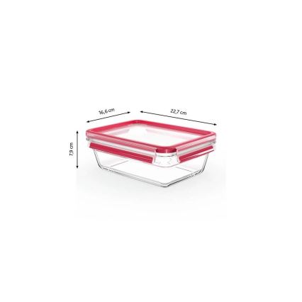 Tefal - MSEAL GLASS matförvaringsburk 1,3 l, röd/glas