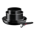 Tefal - Sätt med matlagningsutrustning 5 delar INGENIO EASY COOK & CLEAN BLACK