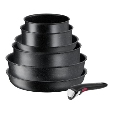Tefal - Sätt med matlagningsutrustning 7 delar INGENIO BLACK STONE
