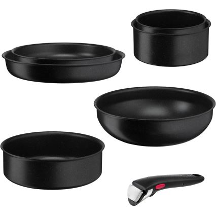 Tefal - Sätt med matlagningsutrustning 7 delar INGENIO BLACK STONE