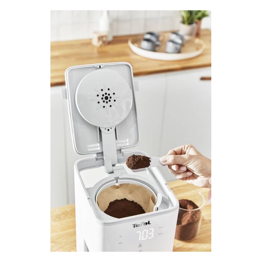 Tefal - Droppbryggare med LCD-display SENSE 1000W/230V vit