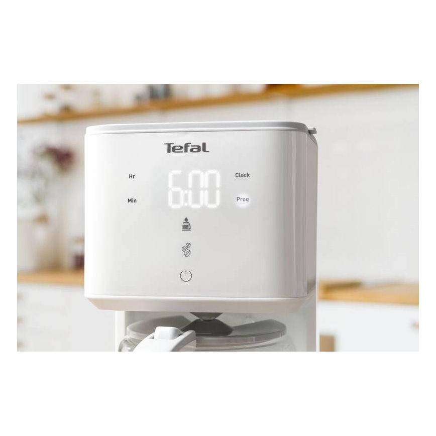 Tefal - Droppbryggare med LCD-display SENSE 1000W/230V vit
