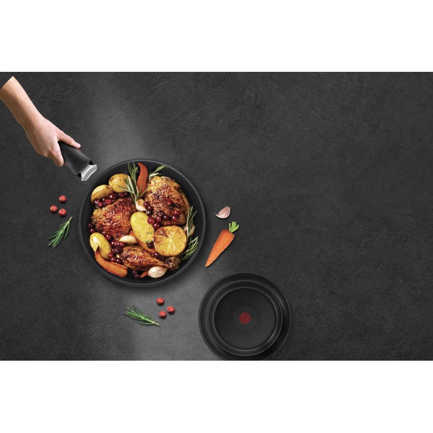 Tefal - Set med 3 stekpannor INGENIO BLACK STONE