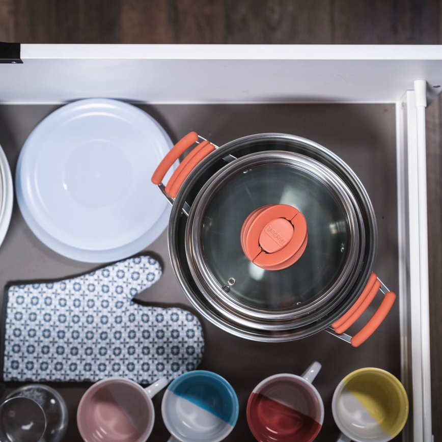 Tefal - Set med 6 kastruller OPTI'SPACE